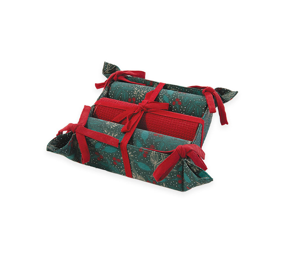 NEF-NEF Homeware ΧΡΙΣΤΟΥΓΕΝΝΙΑΤΙΚΟ ΚΑΛΑΘΙ LEAVES ΜΕ ΠΟΤΗΡΟΠΑΝΑ ΣΕΤ 3ΤΜΧ