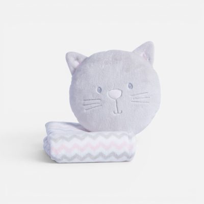 NEF-NEF Homeware Κουβερτάκι με Μαξιλάρι Βρεφικό Fleece Cat 75×100